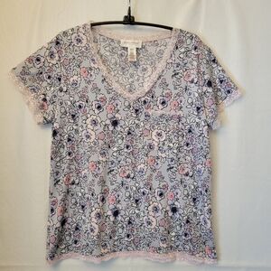 Floral Flannel PJ/Sleepwear Set Size S By Kathy Ireland